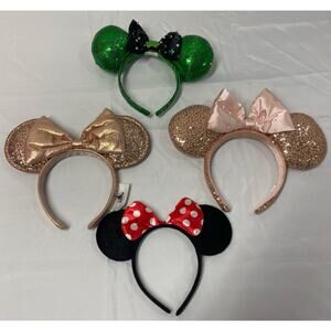 4 Minnie Mouse Ears Headband Disney Parks Rose Gold Classic & St Patricks